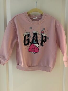 GAP Pink Kids Winter Graphic Pullover Sweatshirt